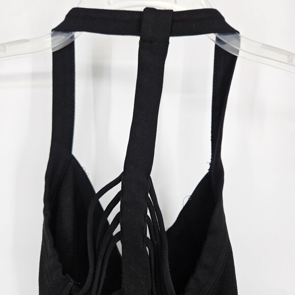 Mini Body Con Dress Extra Small Black Caged Strap Halter Racer Back USA - Picture 7 of 11